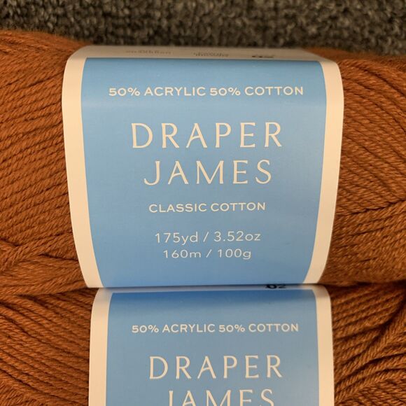 Lot Of 3 Draper James Classic Cotton Leather Brown Cotton & Acrylic Yarn New - Picture 2 of 5